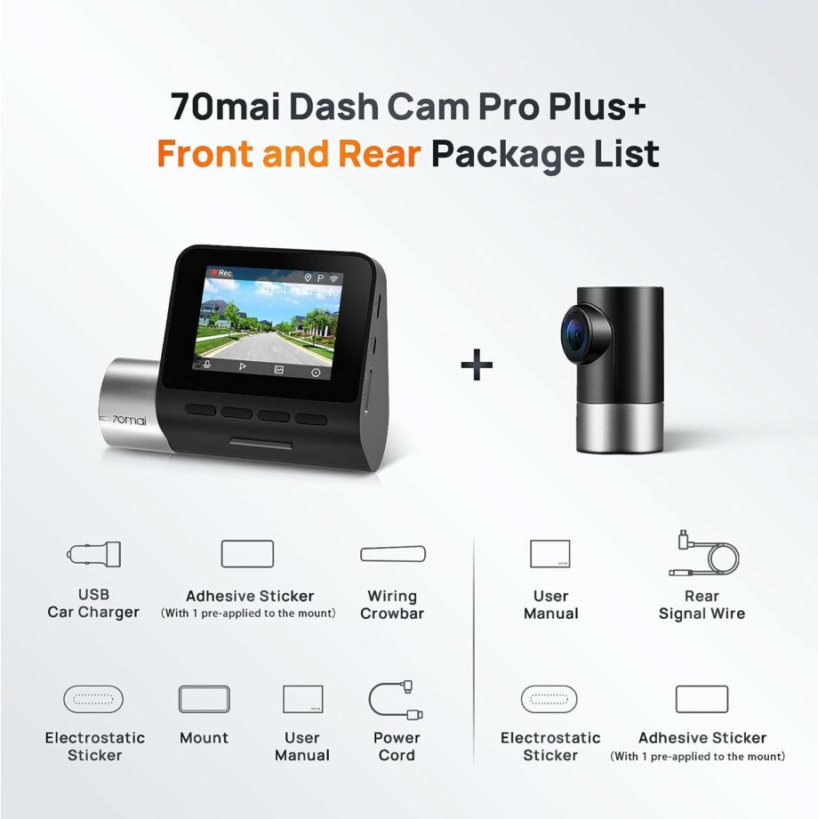 70mai A500S Front and Rear True 2.7K 1944P Ultra Full HD Dash Cam