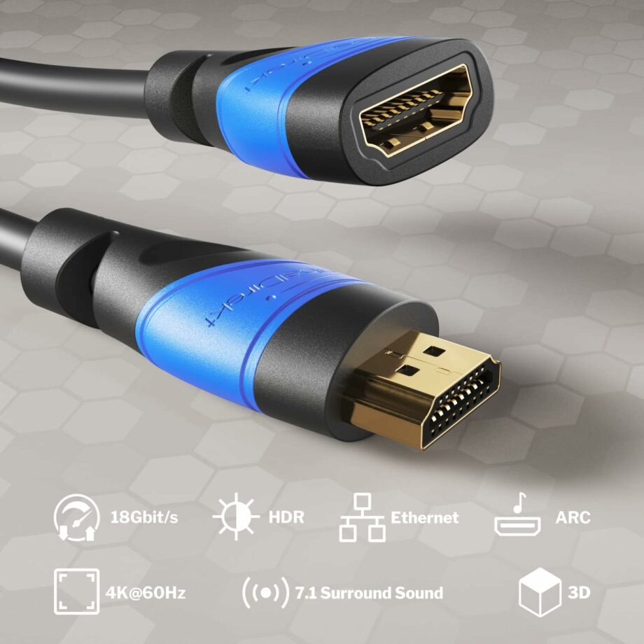 KabelDirekt 8K HDMI Extension 2.0 18Gbps Super High Speed Cable with Ethernet - 10M