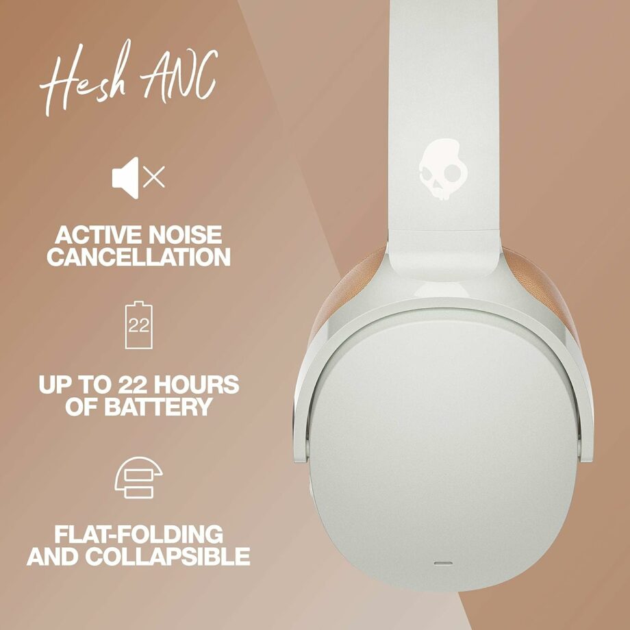Skullcandy Hesh ANC Over-Ear Noise Cancelling Wireless Headphones - Mod White