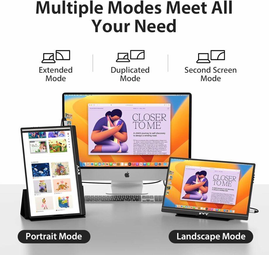 KYY K3-2 15.6'' FHD 1080P USB C and HDMI Portable Monitor