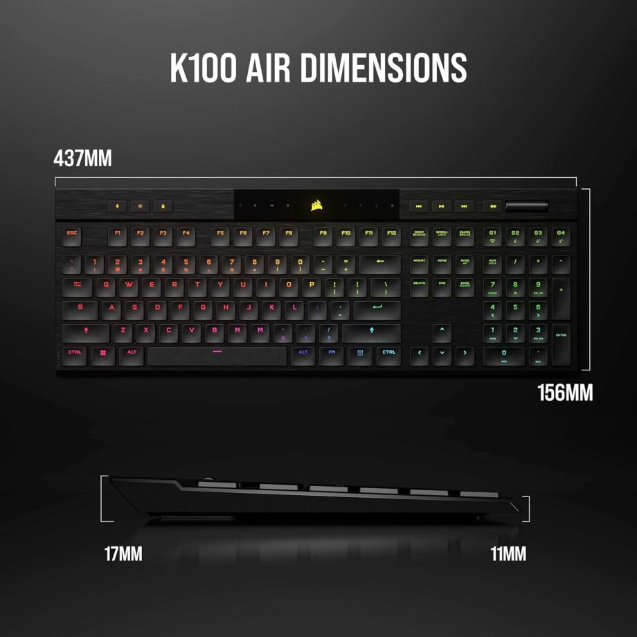 Corsair K100 AIR Ultra-Thin Wireless RGB Mechanical Gaming Keyboard - CHERRY MX