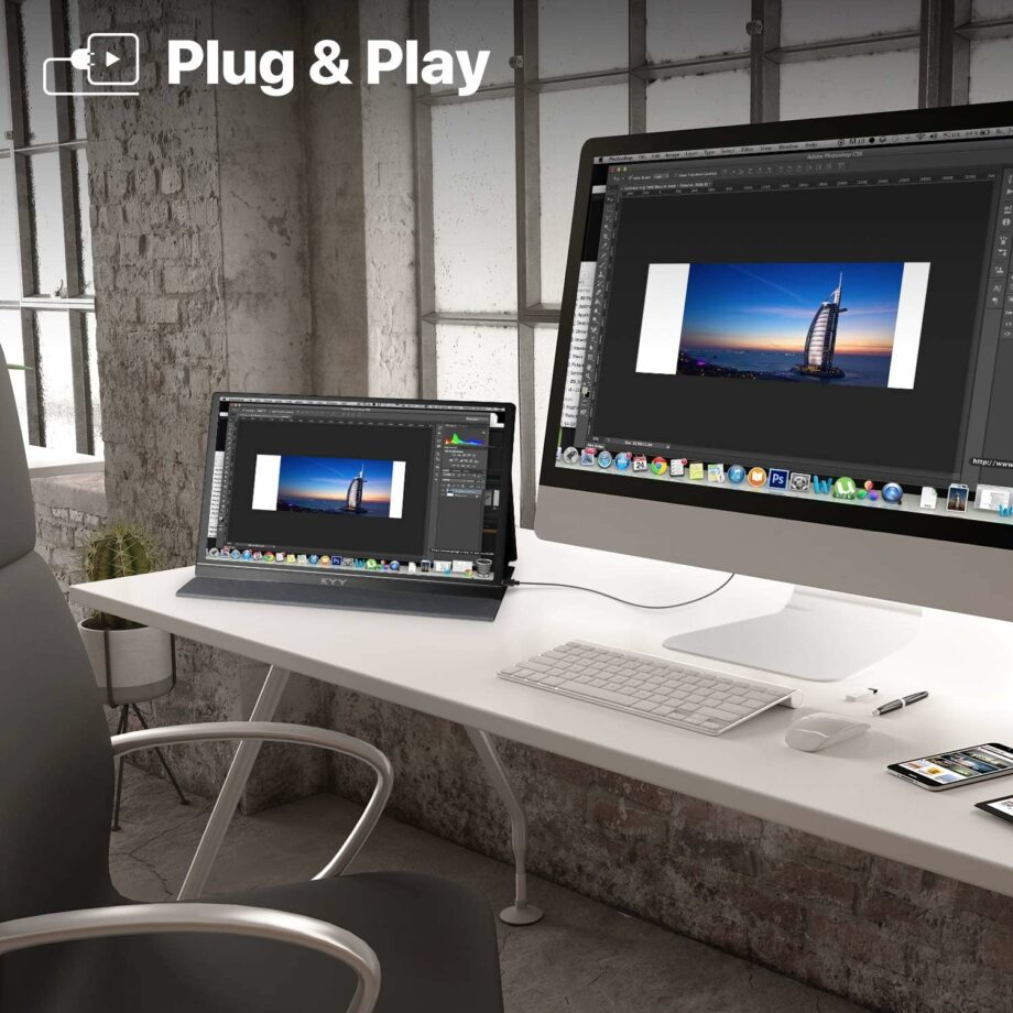 KYY K3-2 15.6'' FHD 1080P USB C and HDMI Portable Monitor