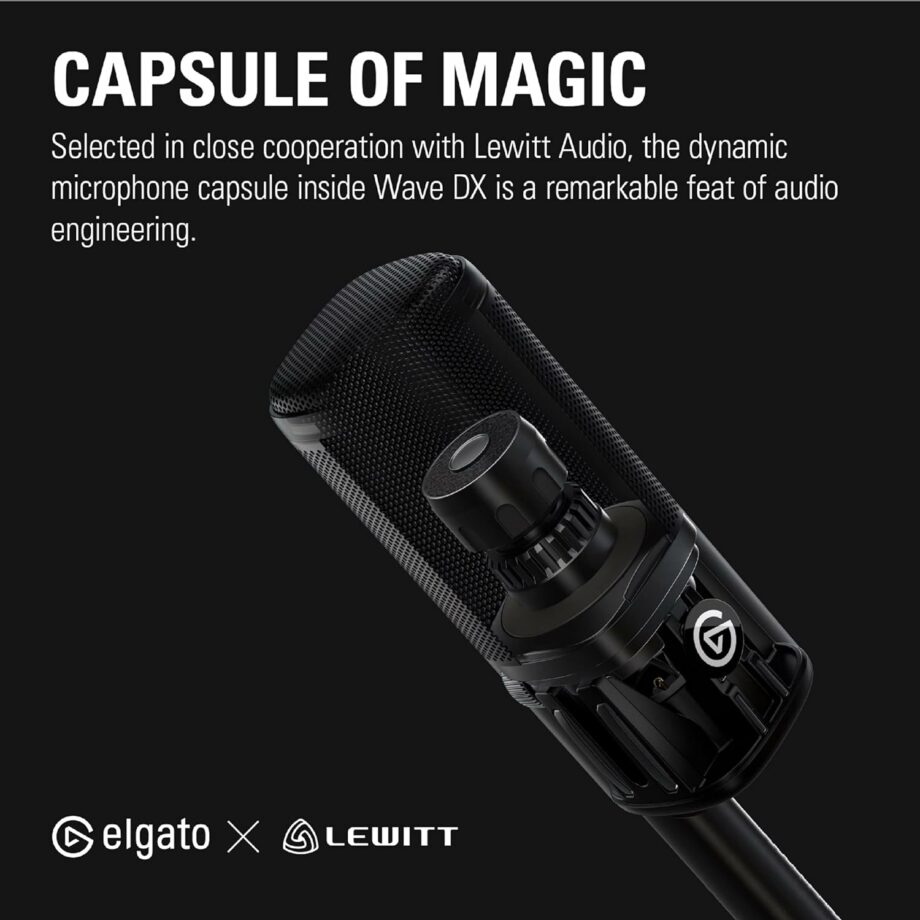 Elgato Wave DX Dynamic XLR Microphone Speech optimised for Podcasting, Streaming, Broadcasting