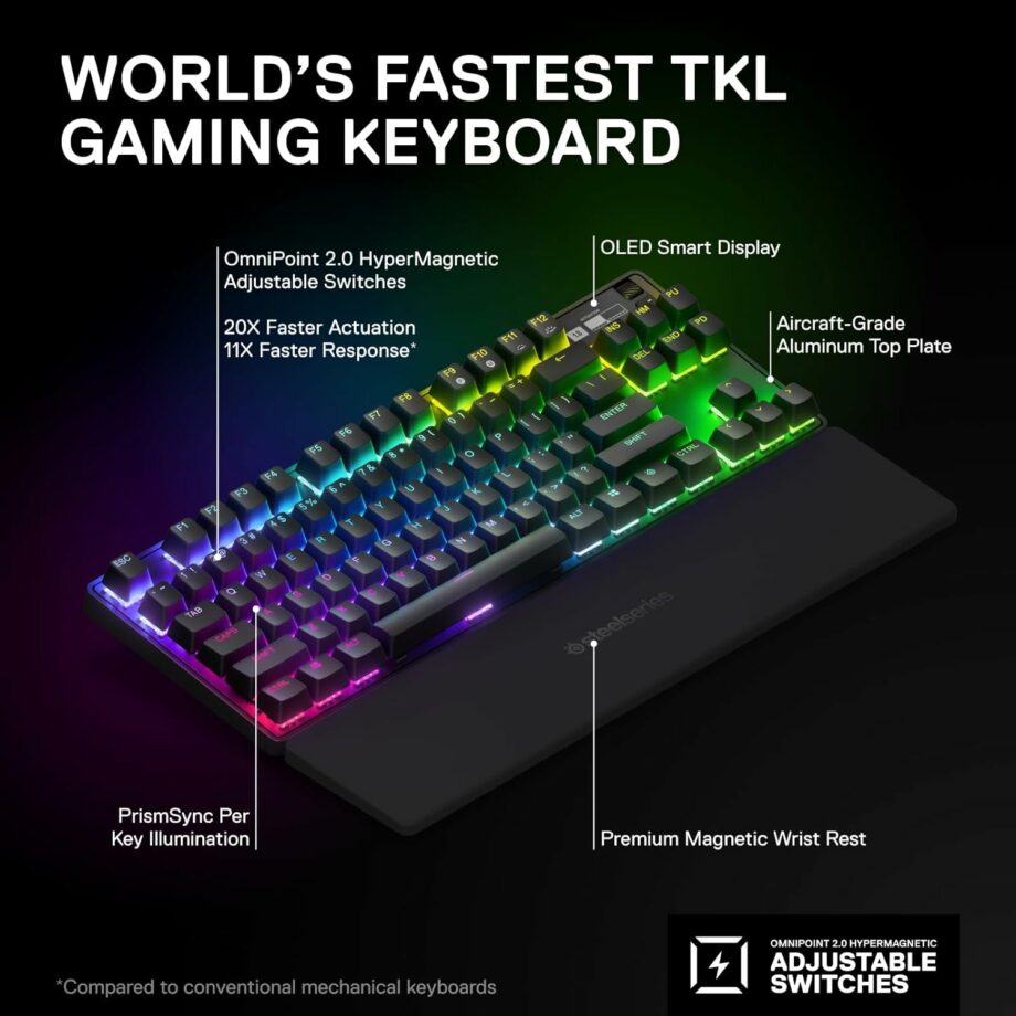 SteelSeries Apex Pro TKL 2023 Edition Wireless - World's Fastest Mechanical Gaming Keyboard (Pre-Order)