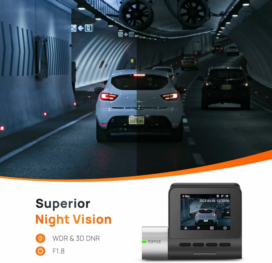 70mai A500S Front and Rear True 2.7K 1944P Ultra Full HD Dash Cam