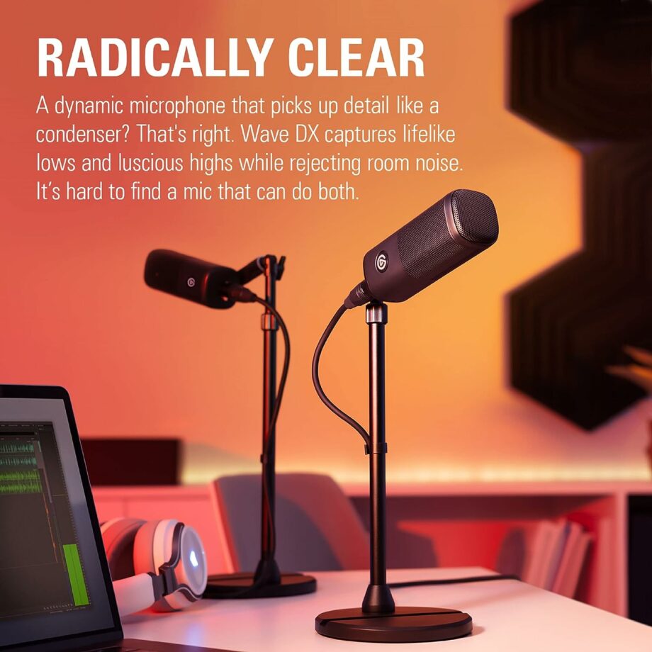 Elgato Wave DX Dynamic XLR Microphone Speech optimised for Podcasting, Streaming, Broadcasting