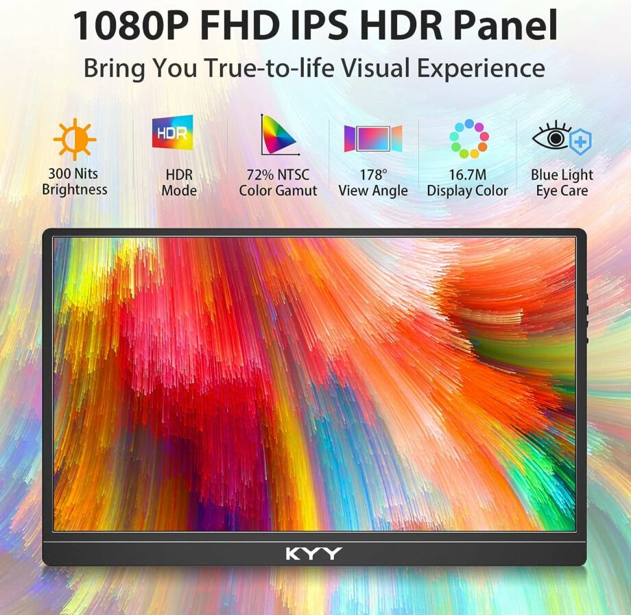 KYY K3-2 15.6'' FHD 1080P USB C and HDMI Portable Monitor