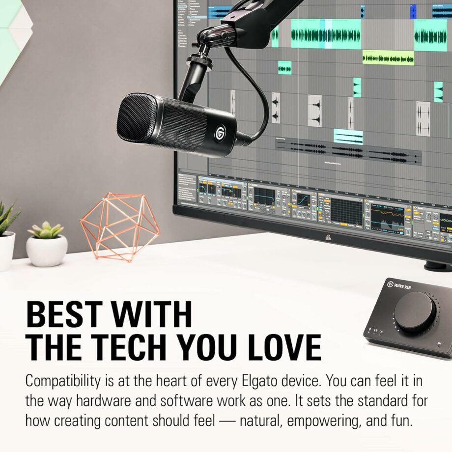 Elgato Wave DX Dynamic XLR Microphone Speech optimised for Podcasting, Streaming, Broadcasting