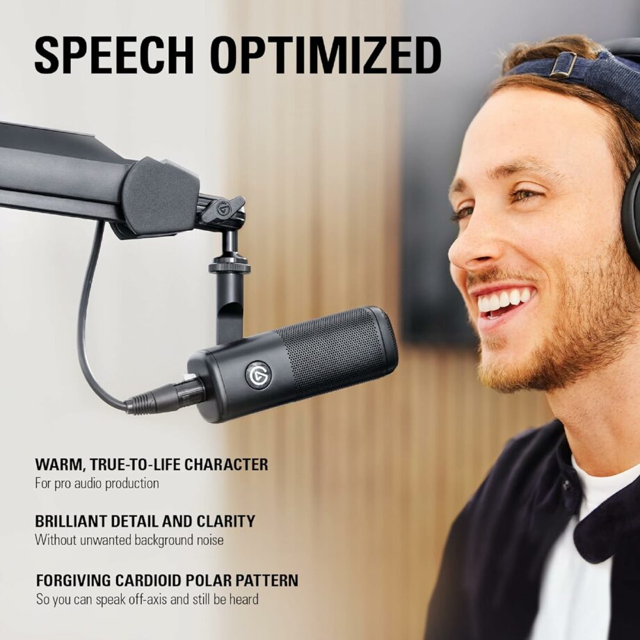 Elgato Wave DX Dynamic XLR Microphone Speech optimised for Podcasting, Streaming, Broadcasting