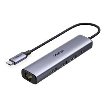 UGREEN 5 in 1 USB C to Gigabit  Ethernet Adapter and 3 USB 3.0 Ports with Type-C Power Port