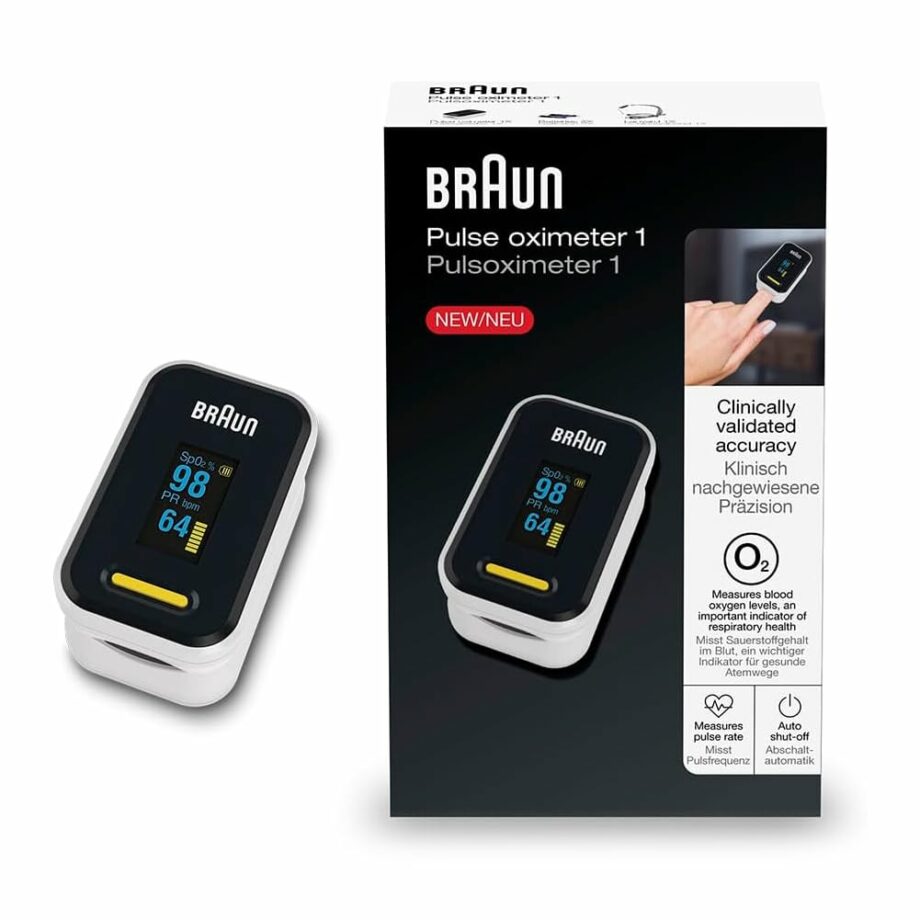 Braun Pulse Oximeter 1 (Oxygen Saturation, Blood Oxygen Levels, Clinically Accurate, Certified Medical Device)