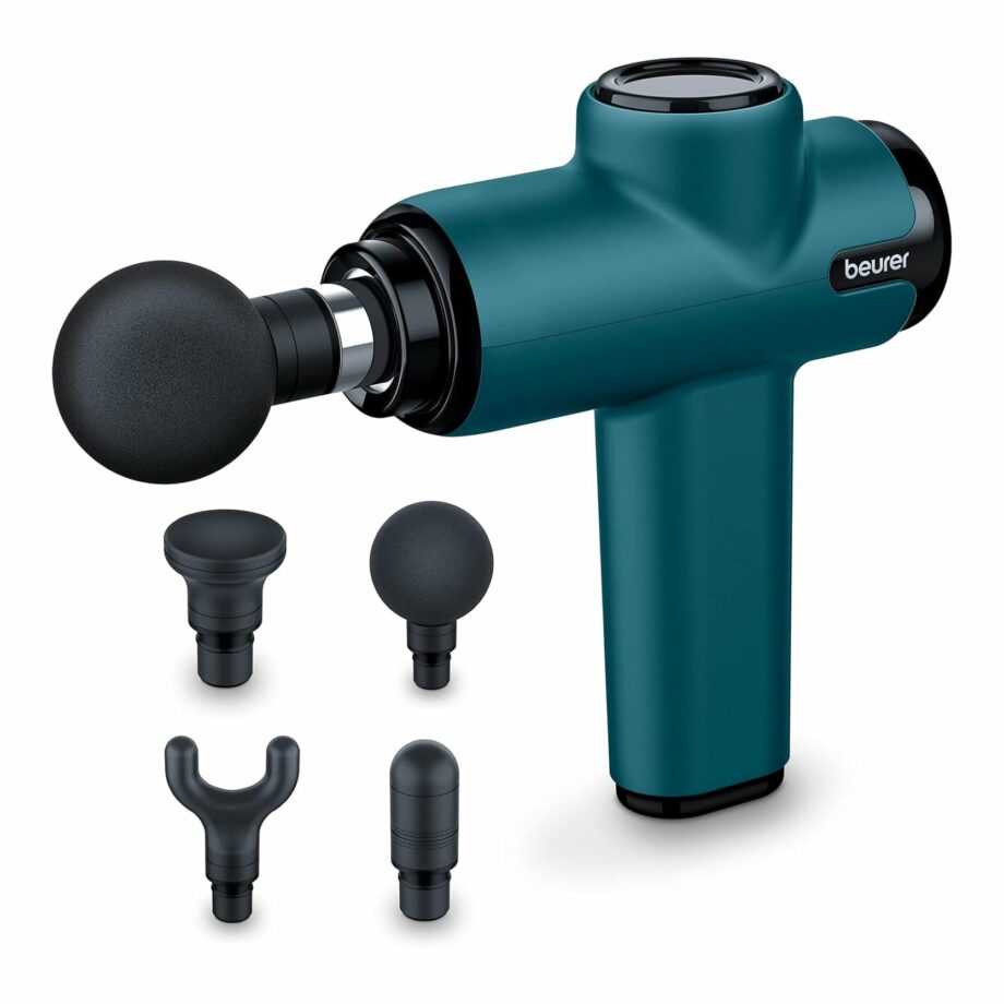 Beurer MG99 Compact Massage Gun with 5 Intensity Levels and 4 Attachments