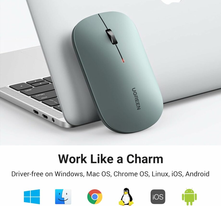 UGREEN Wireless 2.4G Silent Ultra Slim Mouse - Green