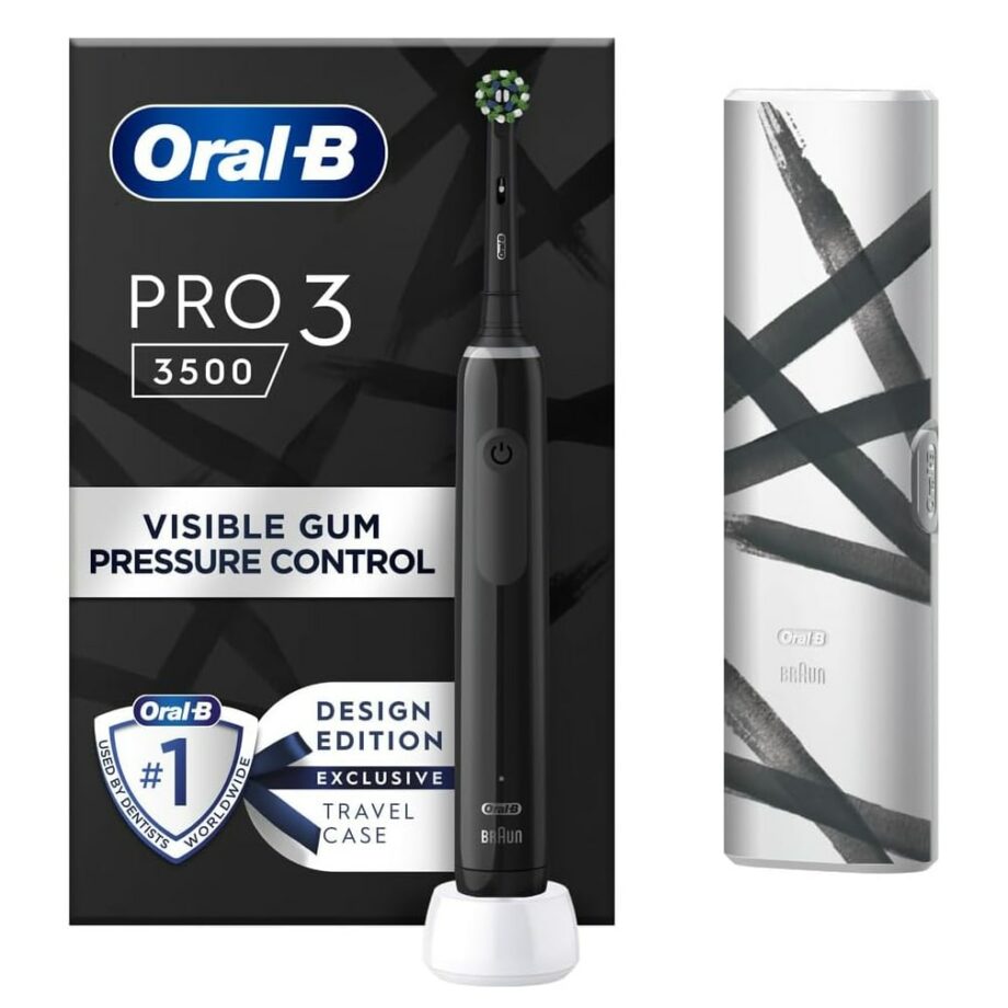 Oral-B Pro 3 3500 Electric Toothbrush With 3 Modes & Travel Case - Black