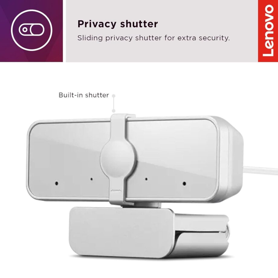 Lenovo 300 FHD 1080p Webcam with Dual Microphones and Privacy Shutter