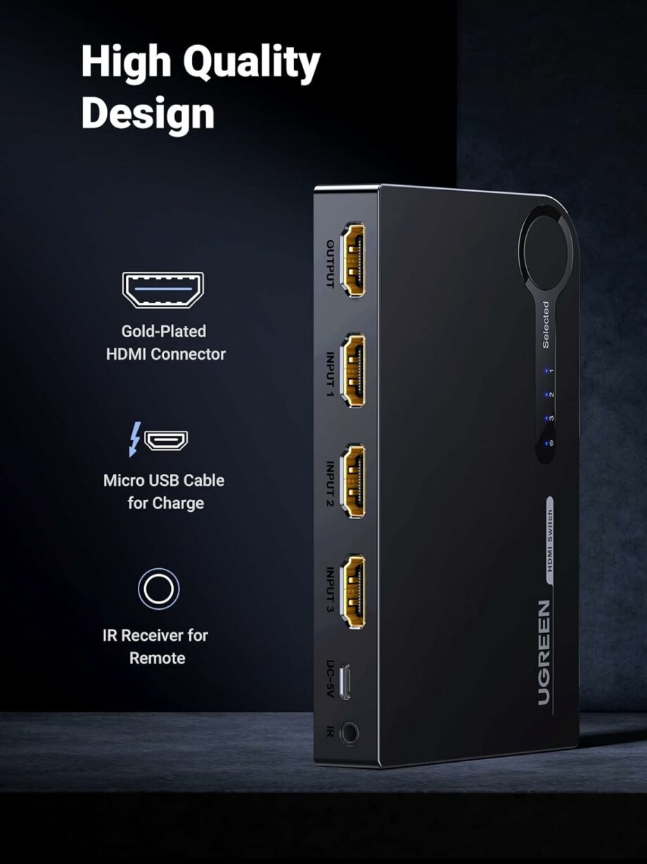 UGREEN 3 In 1 Out HDMI 4K 30Hz Switcher Splitter