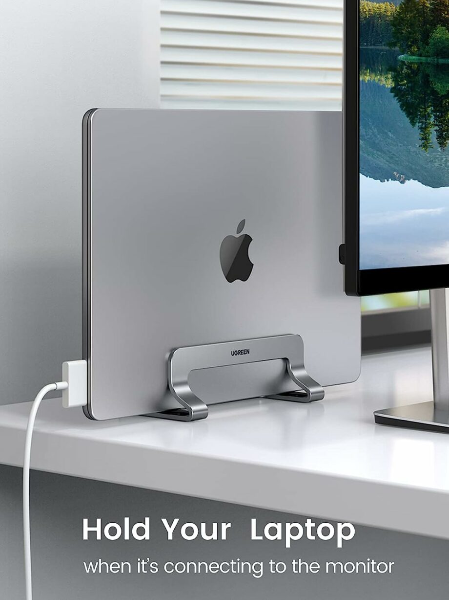 UGREEN Vertical Aluminum Laptop Stand Dock for Up to 17.3 Inch - Silver Gray