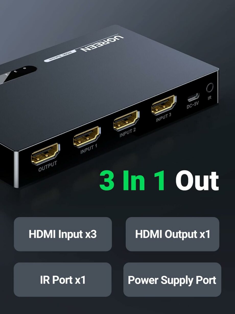 UGREEN 3 In 1 Out HDMI 4K 30Hz Switcher Splitter