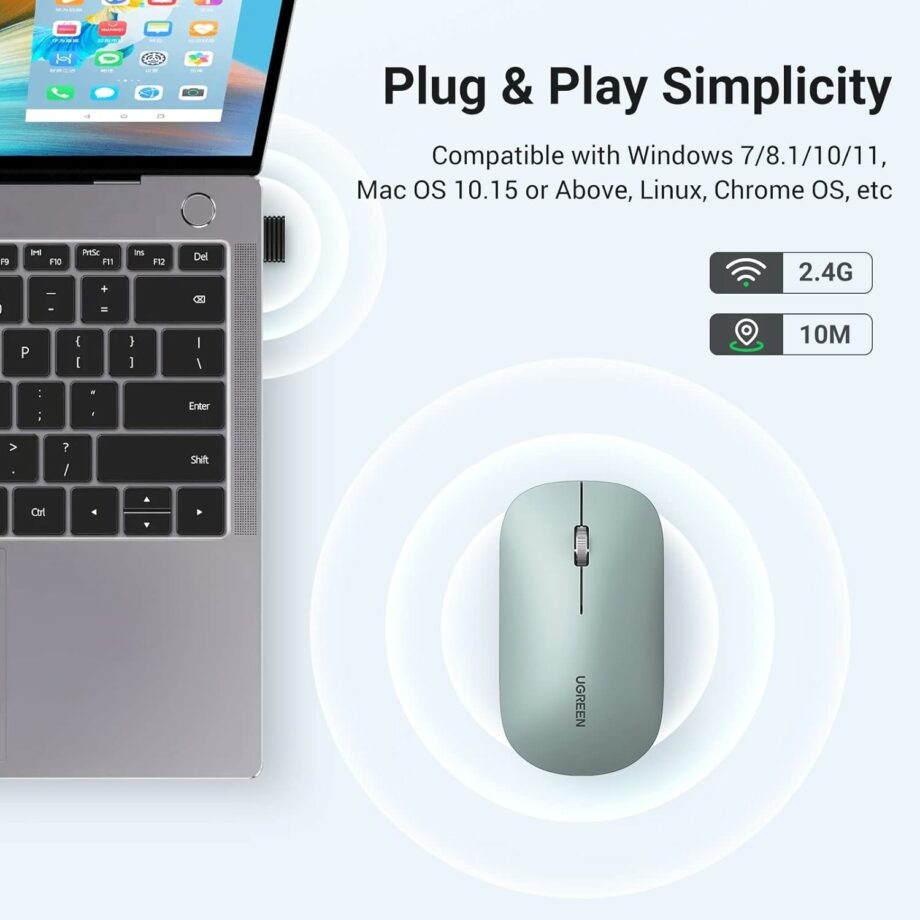 UGREEN Wireless 2.4G Silent Ultra Slim Mouse - Green