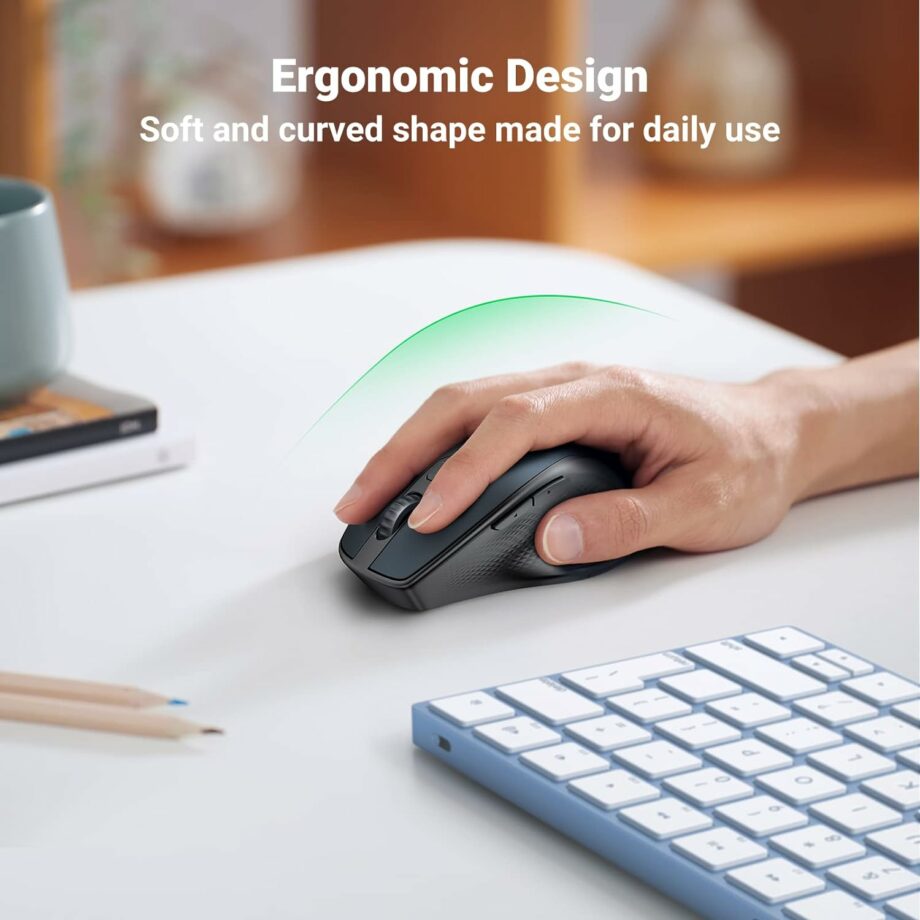 UGREEN Ergonomic Bluetooth 5.0 & 2.4Ghz Wireless Mouse - Blue