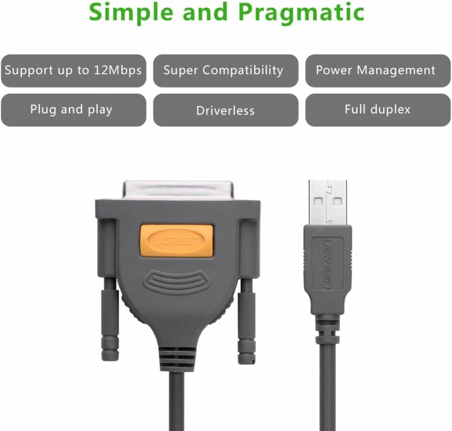 UGREEN USB to DB25 Parallel (25 Pin) Printer Cable - 2M