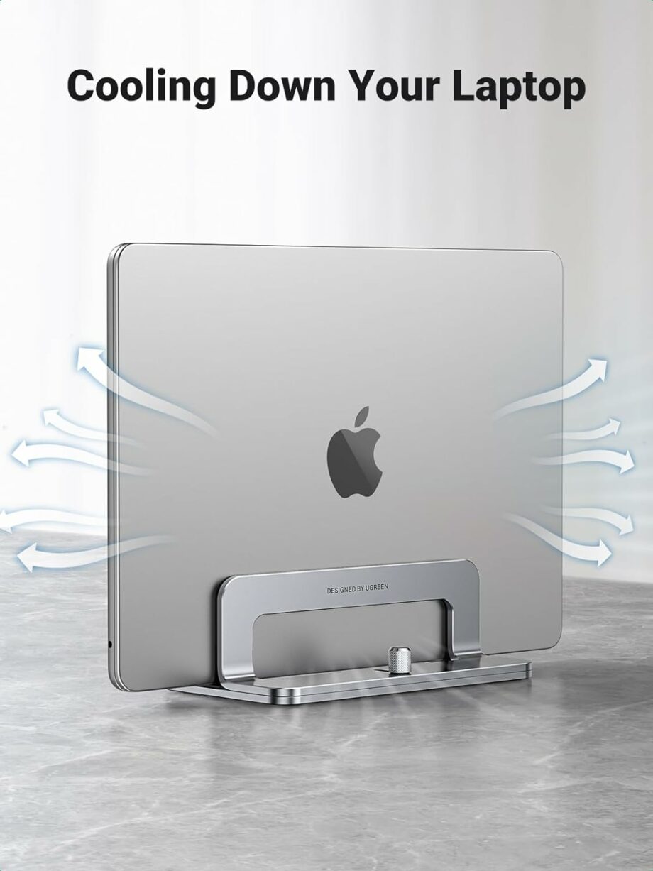 UGREEN Vertical Aluminum Laptop Stand Dock for Up to 17.3 Inch - Silver Gray