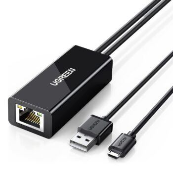 UGREEN Ethernet Adapter with Micro USB for with Fire TV Stick/4k/4k Max/Lite, Google Chromecast, Roku Express 4k