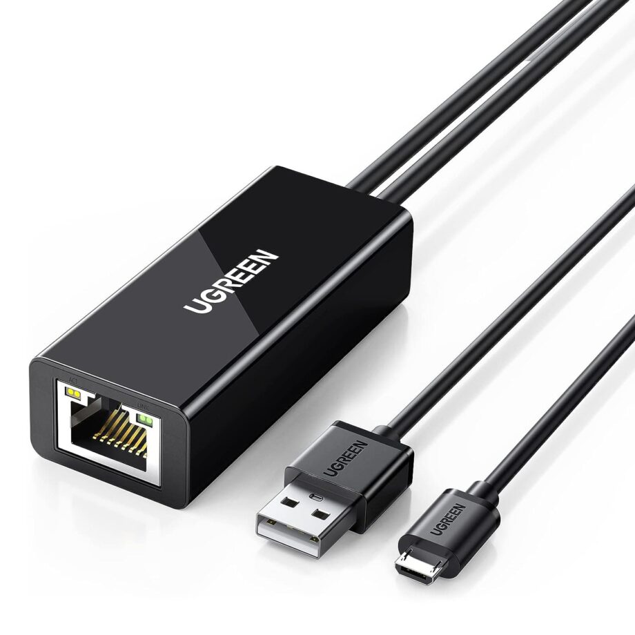 UGREEN Ethernet Adapter with Micro USB for with Fire TV Stick/4k/4k Max/Lite, Google Chromecast, Roku Express 4k