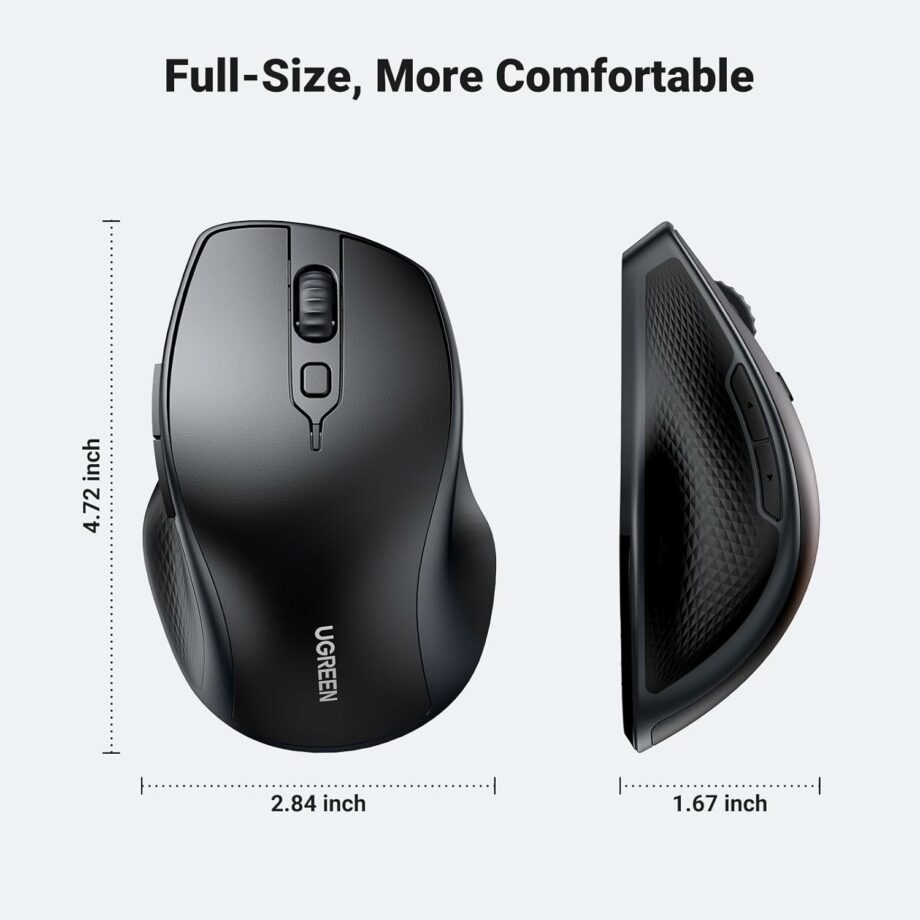 UGREEN Ergonomic Bluetooth 5.0 & 2.4Ghz Wireless Mouse - Black