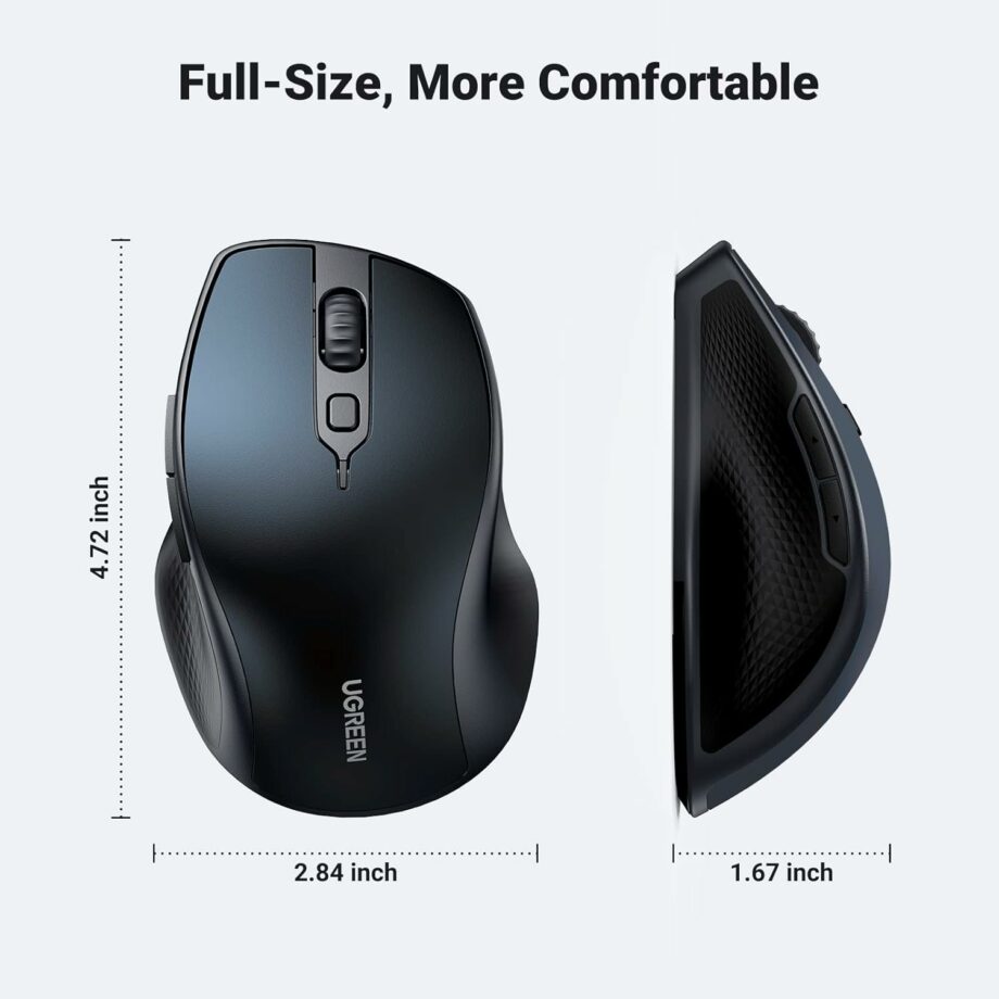 UGREEN Ergonomic Bluetooth 5.0 & 2.4Ghz Wireless Mouse - Blue