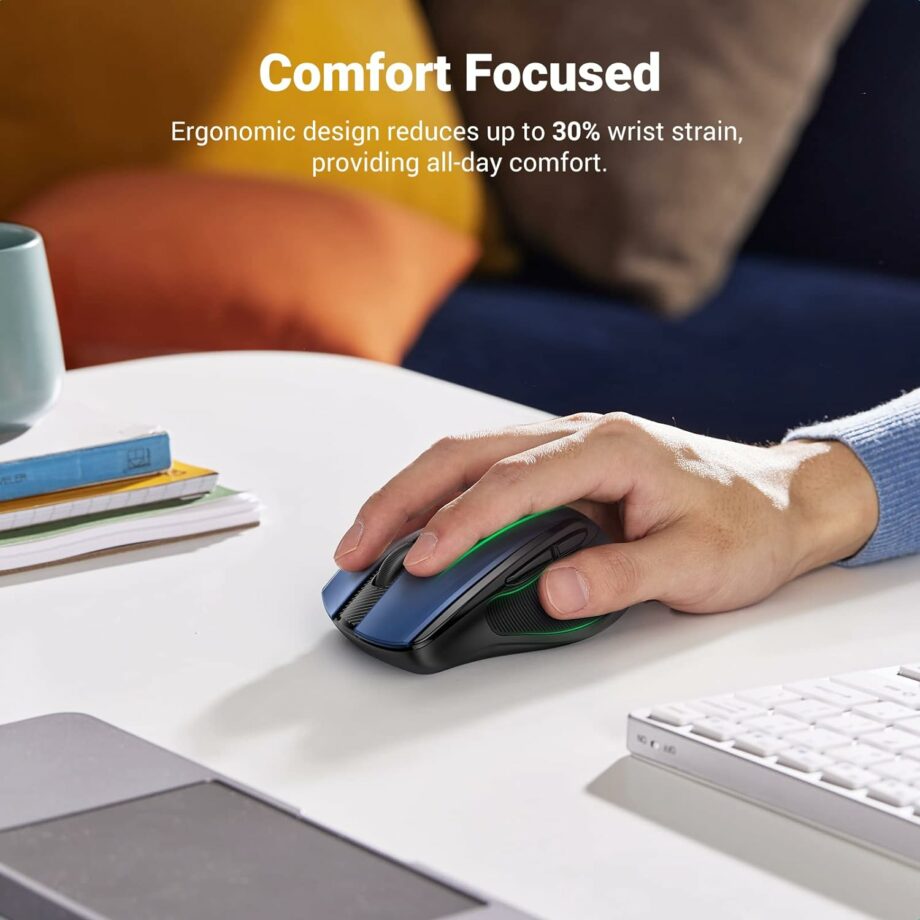 UGREEN Ergonomic Silent Wireless 2.4G Mouse - Blue