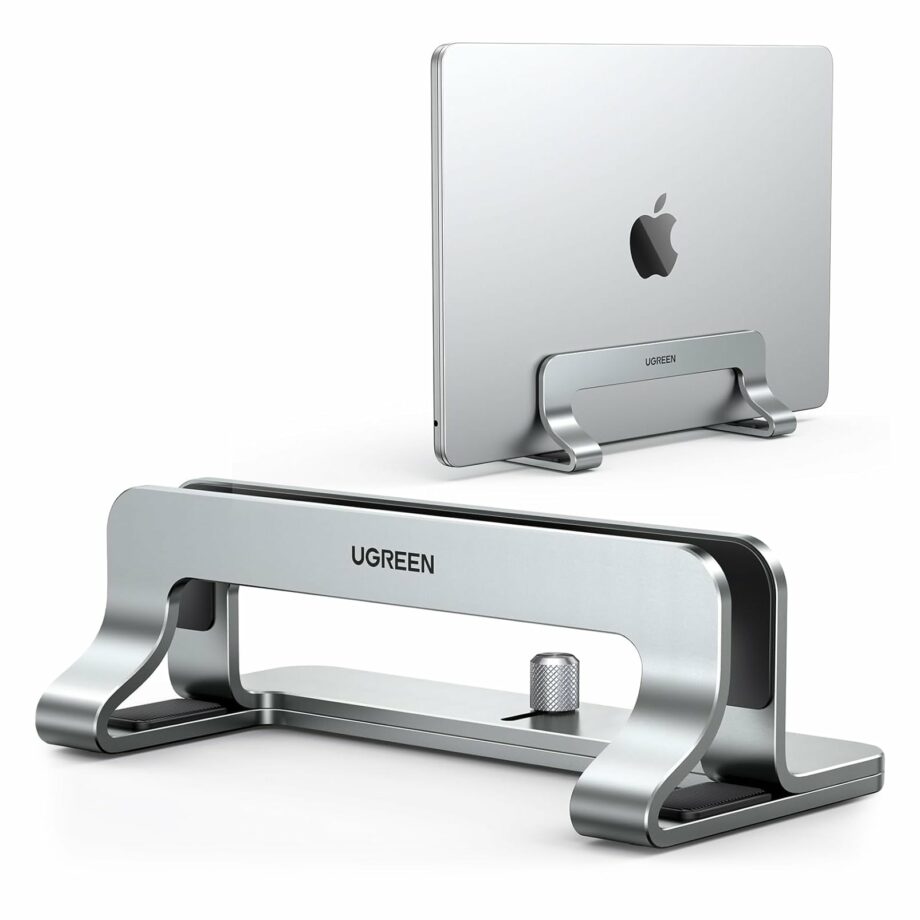 UGREEN Vertical Aluminum Laptop Stand Dock for Up to 17.3 Inch - Silver Gray