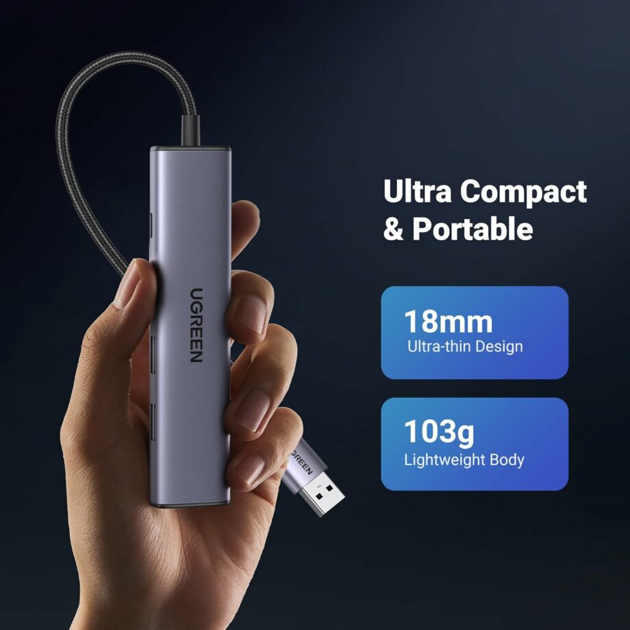 UGREEN 5 in 1 USB 3.0 to Gigabit  Ethernet Adapter and 3 USB 3.0 Ports with Type-C Power Port