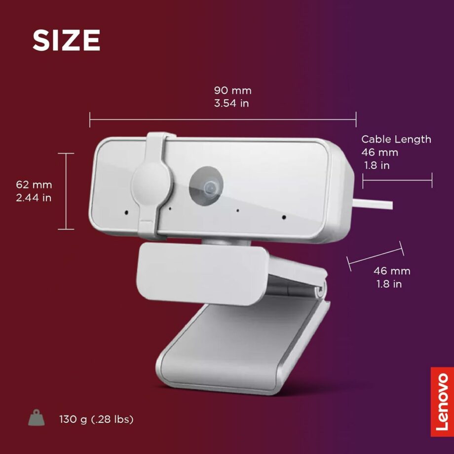 Lenovo 300 FHD 1080p Webcam with Dual Microphones and Privacy Shutter