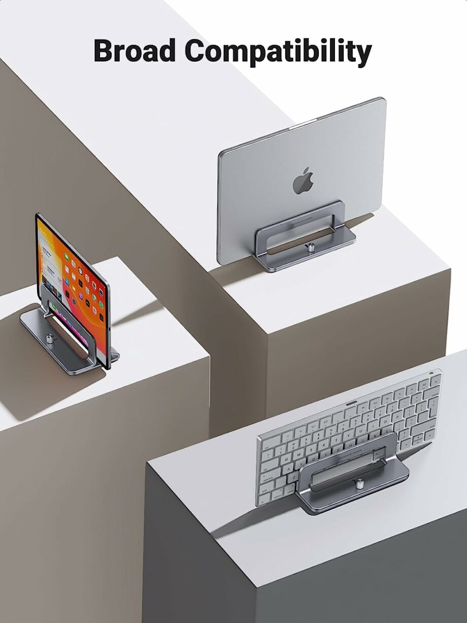 UGREEN Vertical Aluminum Laptop Stand Dock for Up to 17.3 Inch - Silver Gray