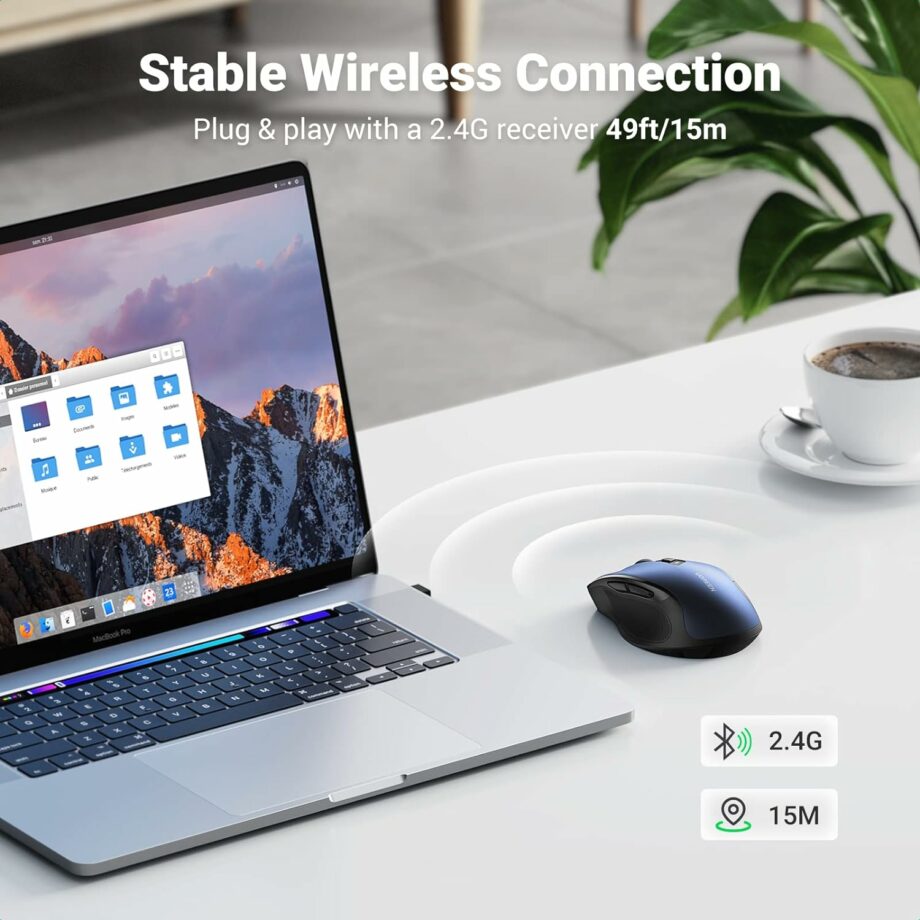 UGREEN Ergonomic Silent Wireless 2.4G Mouse - Blue