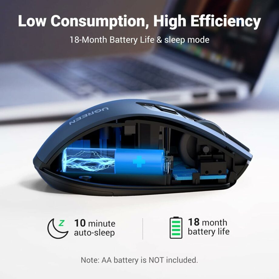 UGREEN Ergonomic Silent Wireless 2.4G Mouse - Blue