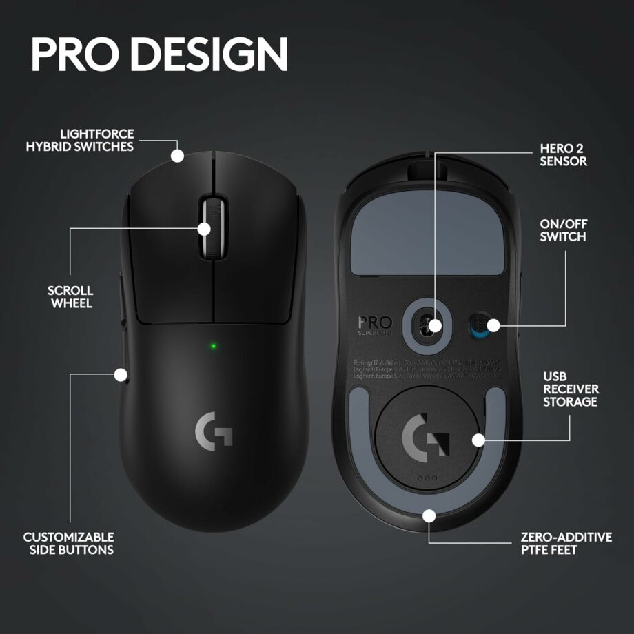 Logitech G PRO X SUPERLIGHT 2 LIGHTSPEED Wireless Gaming Mouse - Black