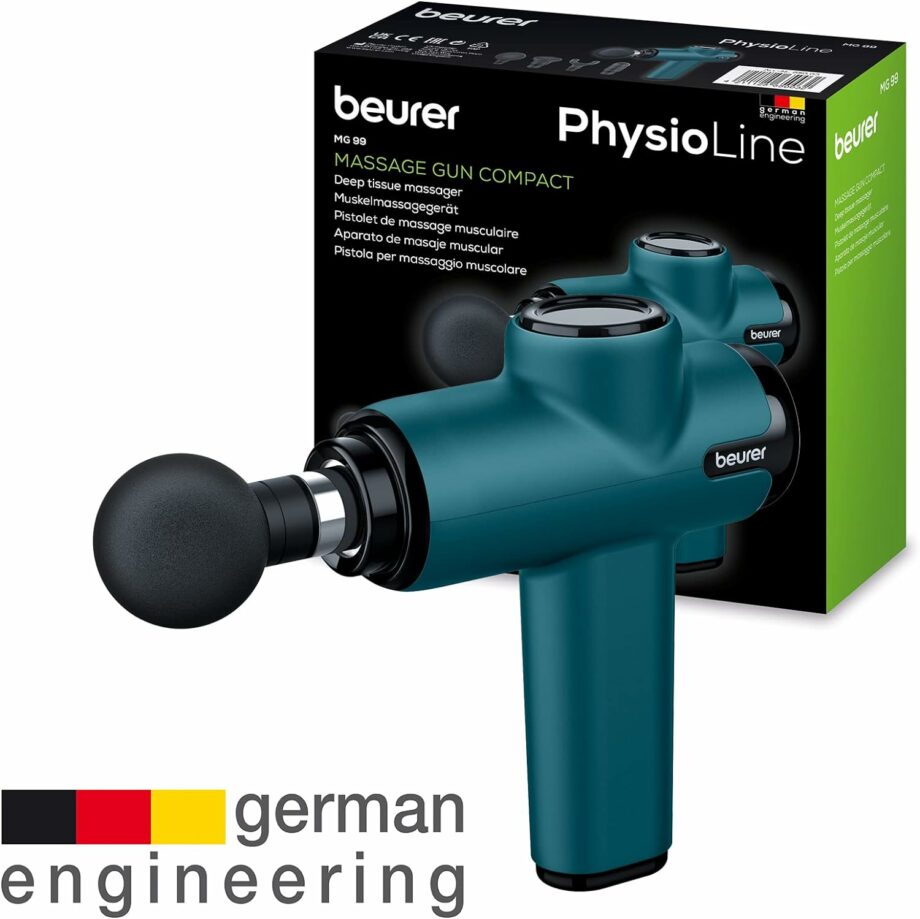 Beurer MG99 Compact Massage Gun with 5 Intensity Levels and 4 Attachments
