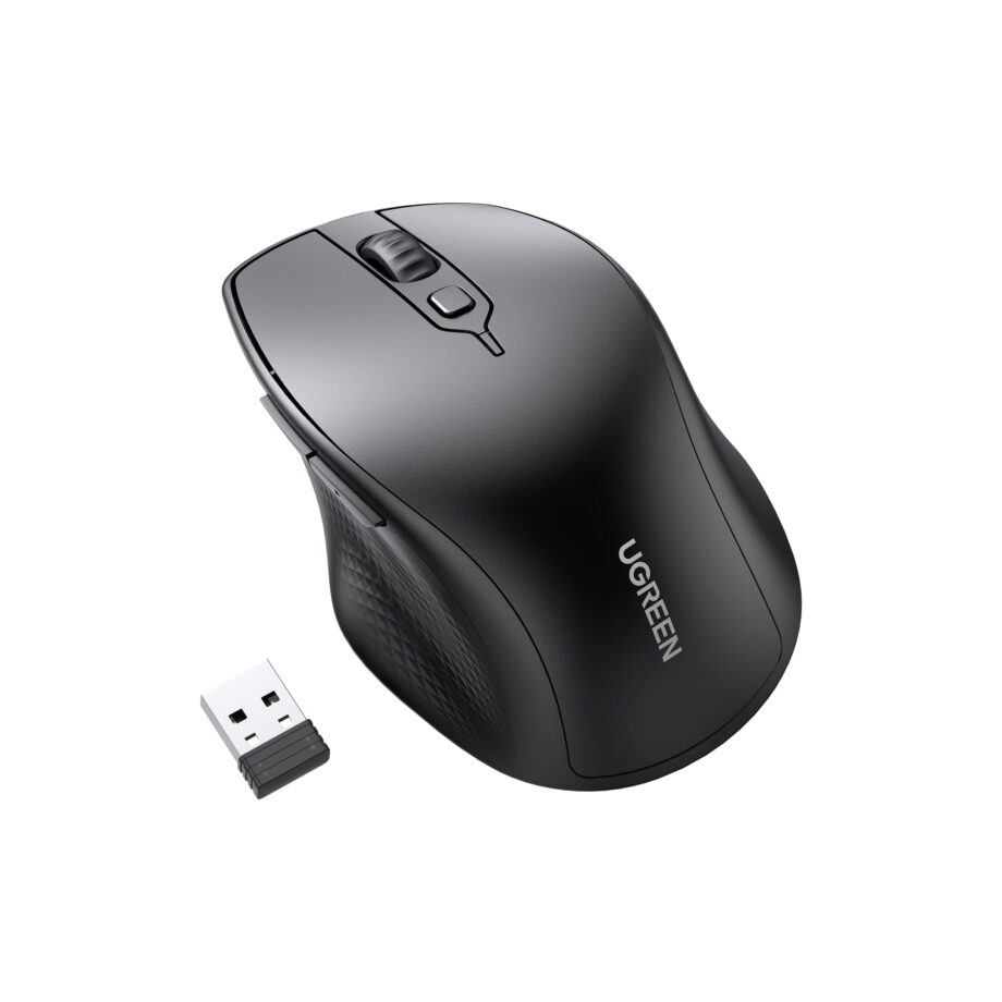 UGREEN Ergonomic Bluetooth 5.0 & 2.4Ghz Wireless Mouse - Black