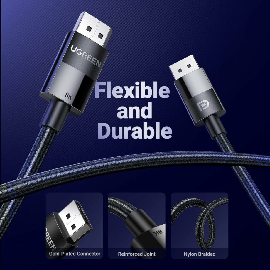UGREEN 8K DisplayPort 1.4 Braided Male to Male Cable - 3M