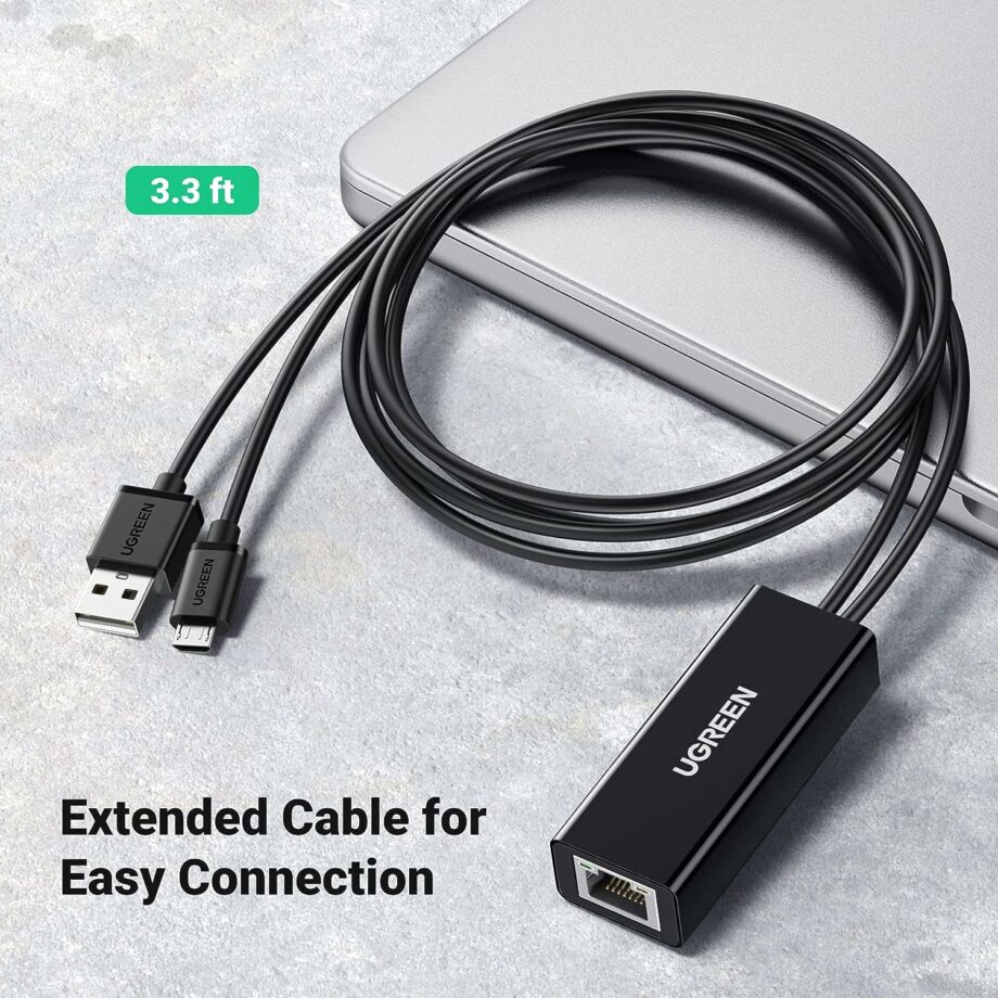 UGREEN Ethernet Adapter with Micro USB for with Fire TV Stick/4k/4k Max/Lite, Google Chromecast, Roku Express 4k