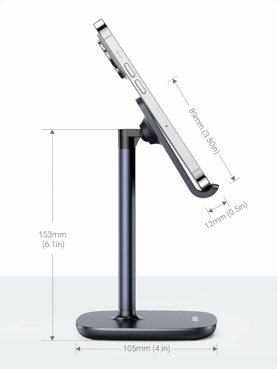UGREEN Adjustable Phone Holder for Desk with Weighted Base - Black