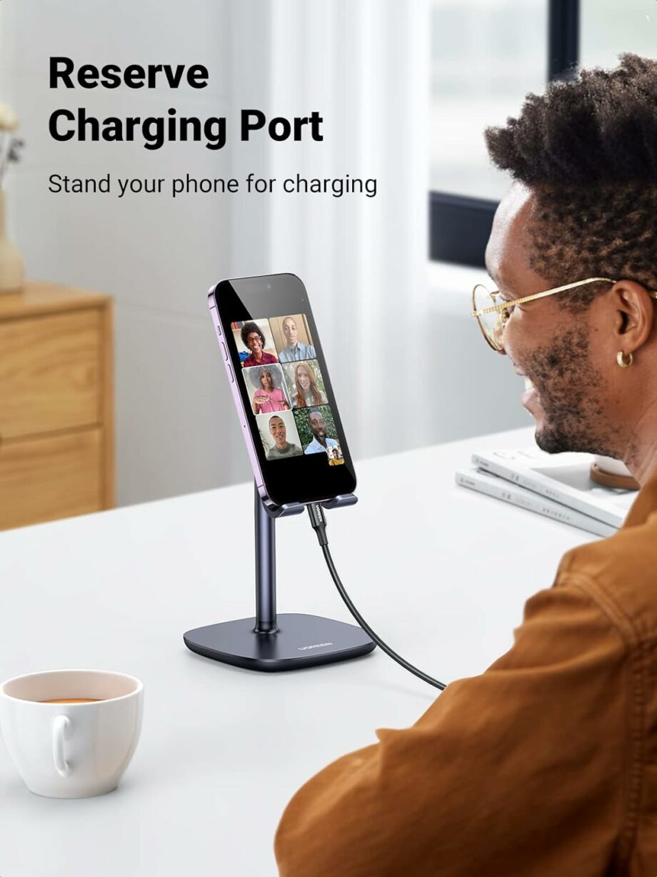UGREEN Adjustable Phone Holder for Desk with Weighted Base - Black