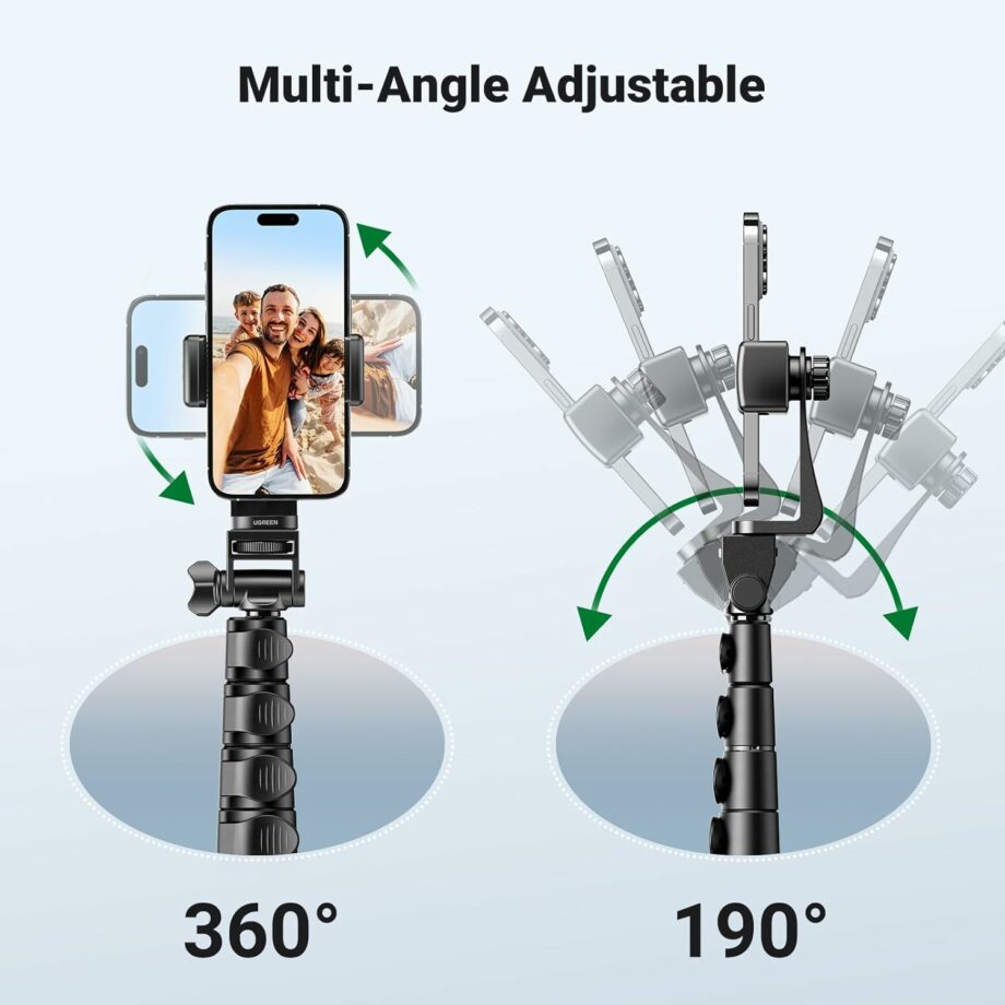 UGREEN 2-in-1 Phone Tripod and Selfie Stick 1.7M Extendable Height with Wireless Remote