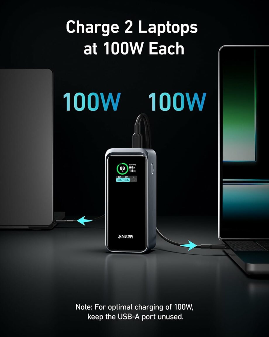 Anker Prime 20,000mAh 200W 2 USB-C and 1 USB-A Port Power Bank