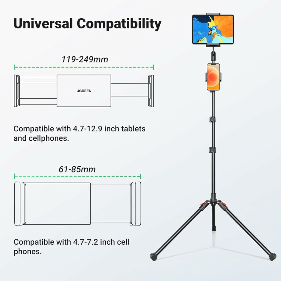 UGREEN Tablet and Mobile Tripod Stand Floor 1.73M Height Adjustable
