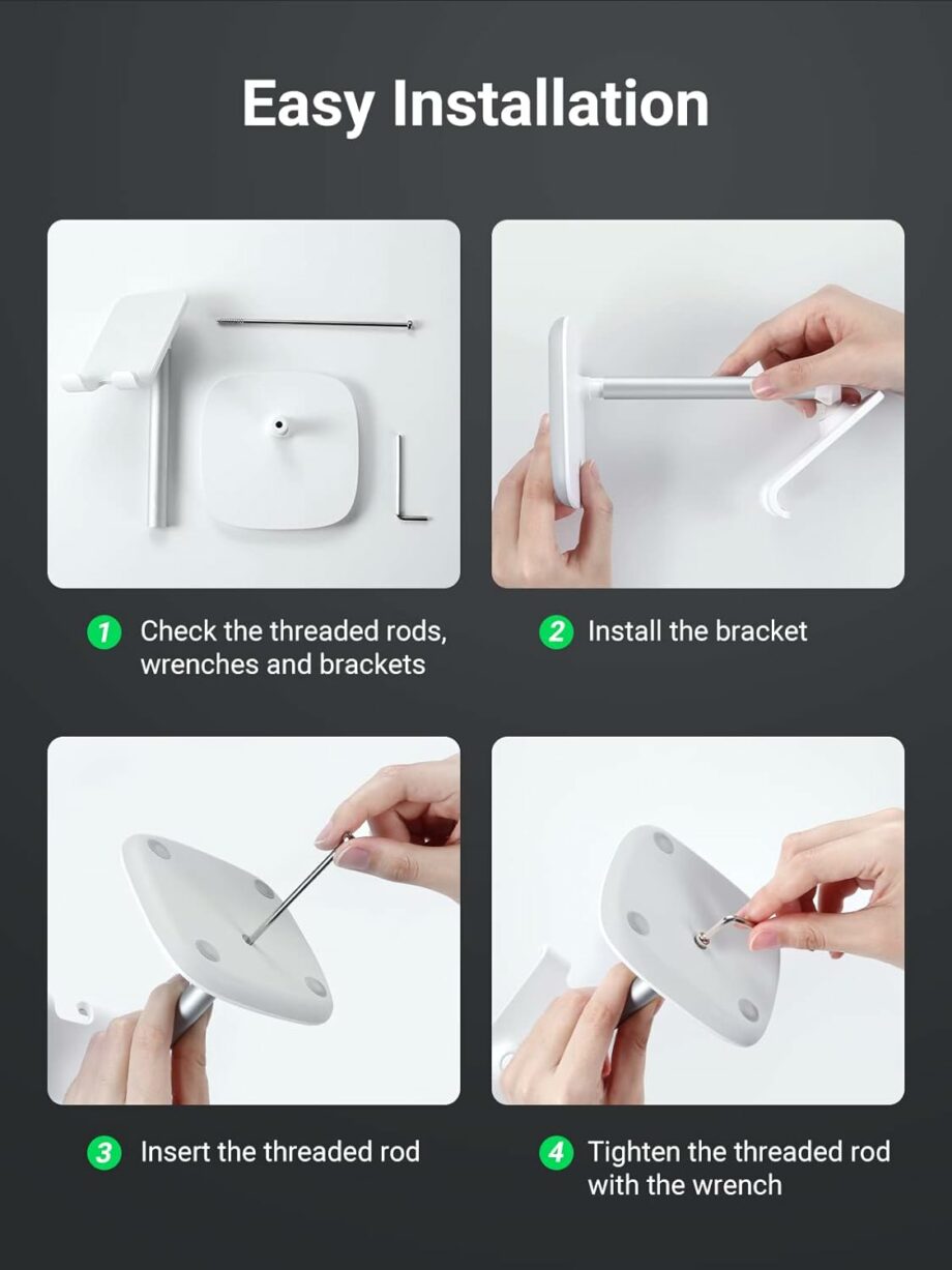 UGREEN Adjustable Phone Holder for Desk with Weighted Base - White