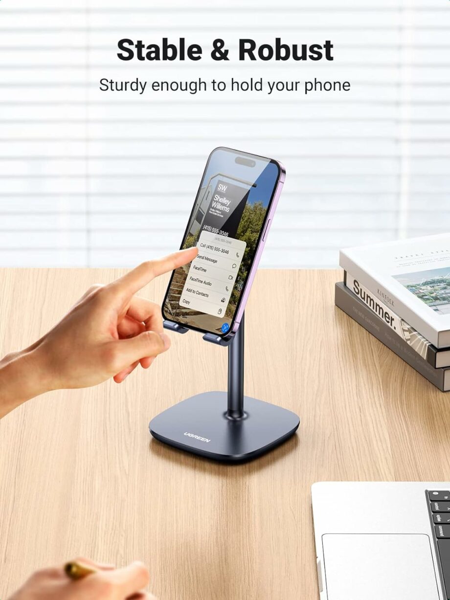 UGREEN Adjustable Phone Holder for Desk with Weighted Base - Black