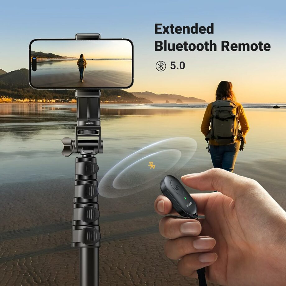 UGREEN 2-in-1 Phone Tripod and Selfie Stick 1.7M Extendable Height with Wireless Remote